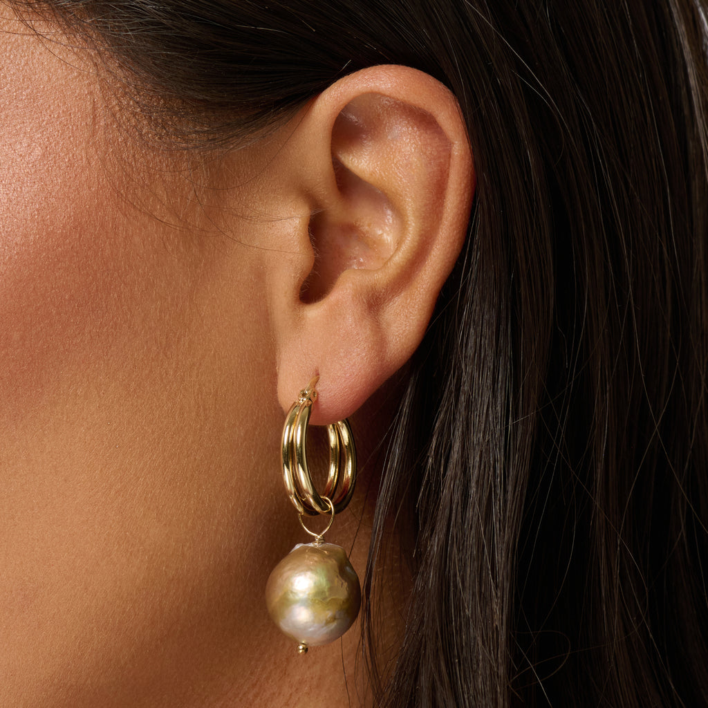 Eden Baroque Pearl Double Hoop Earrings