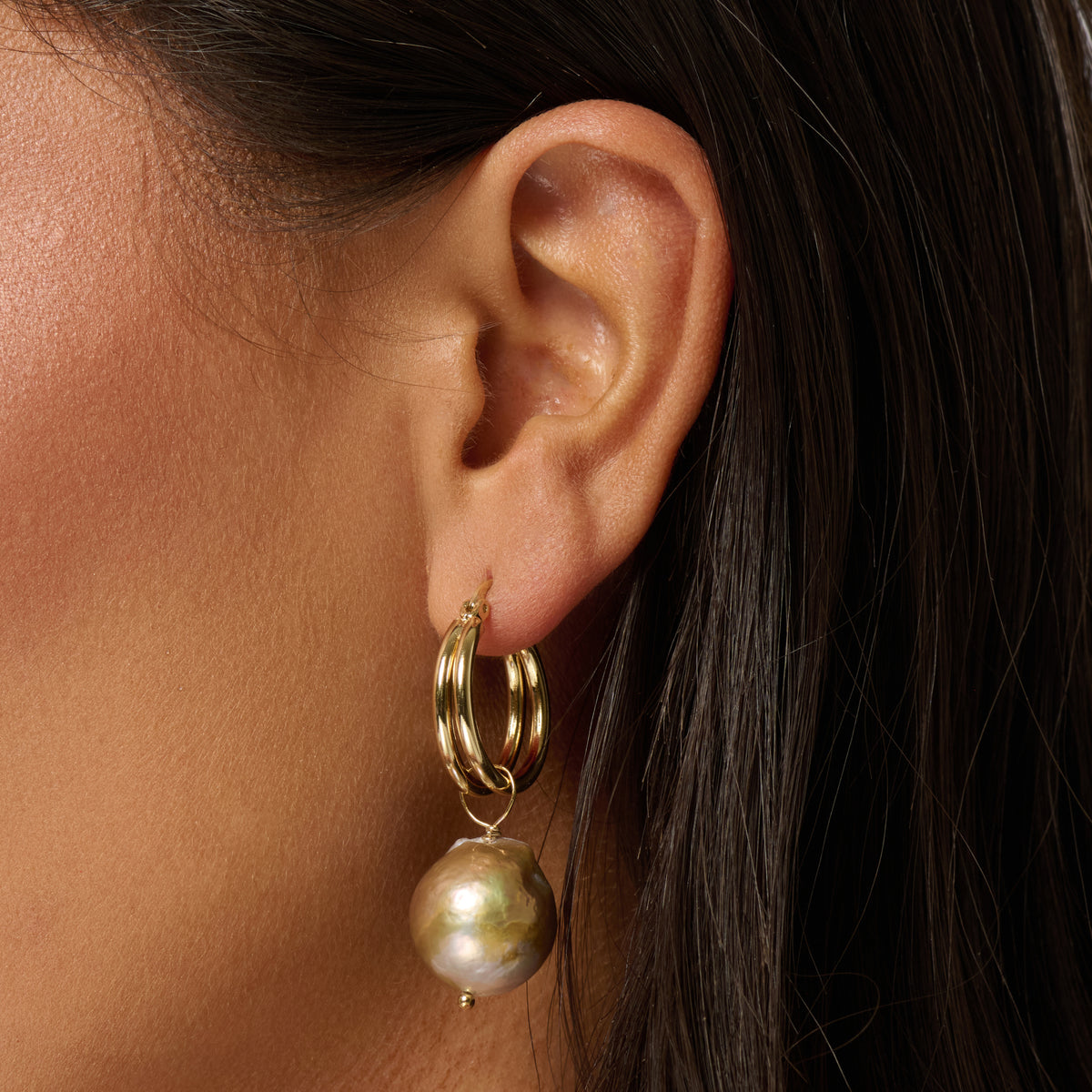 Eden Baroque Pearl Double Hoop Earrings
