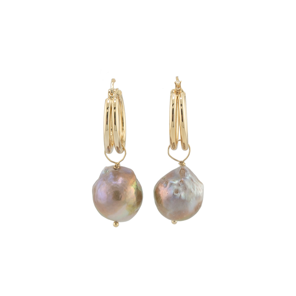 Eden Baroque Pearl Double Hoop Earrings
