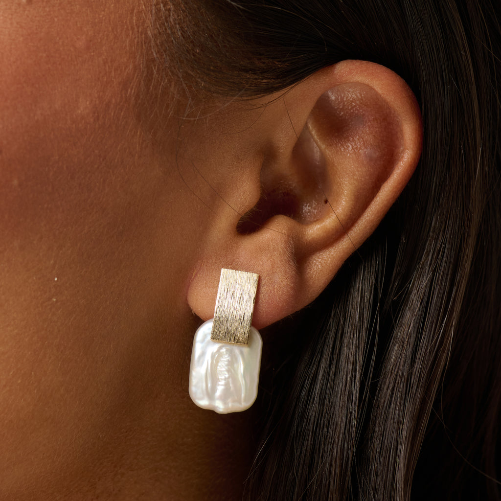 Terra Cotta Keshi Pearl Earrings