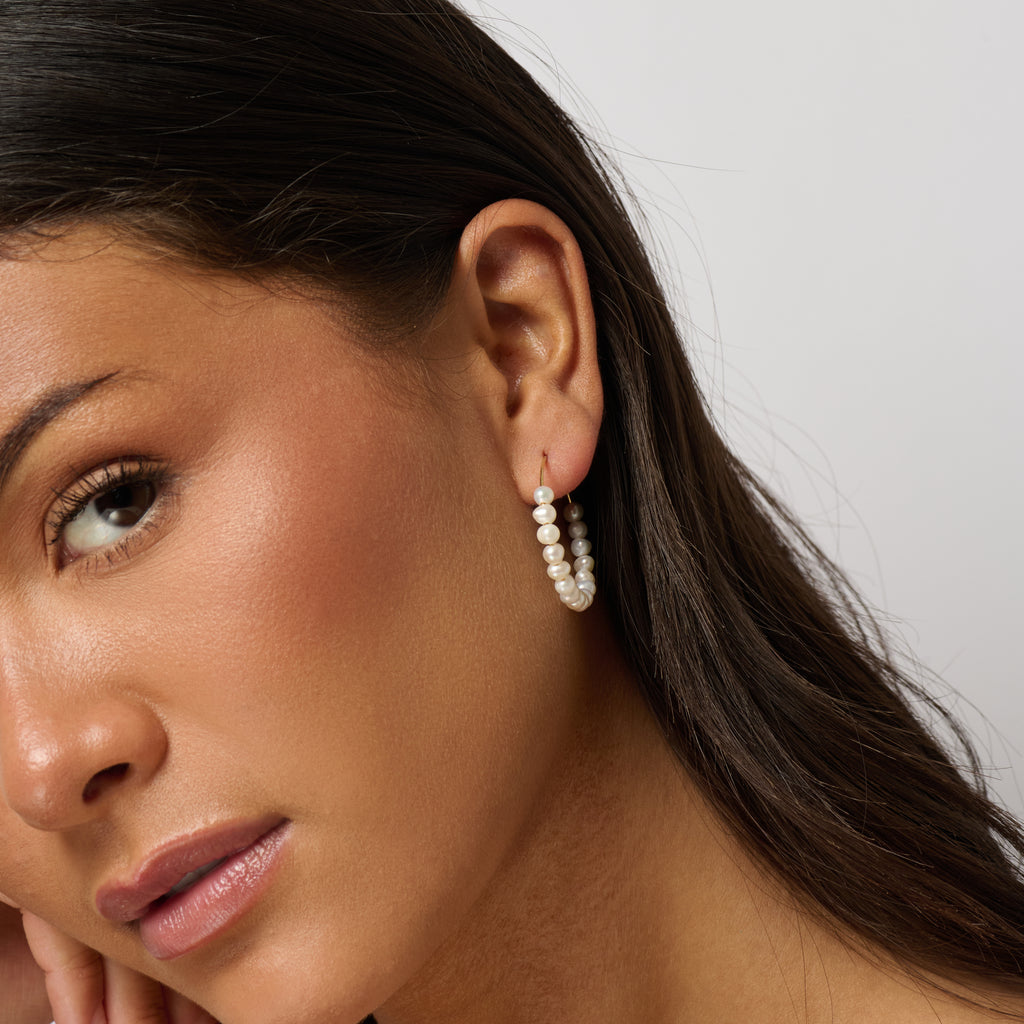 Solstice Pearl Hoop Earrings