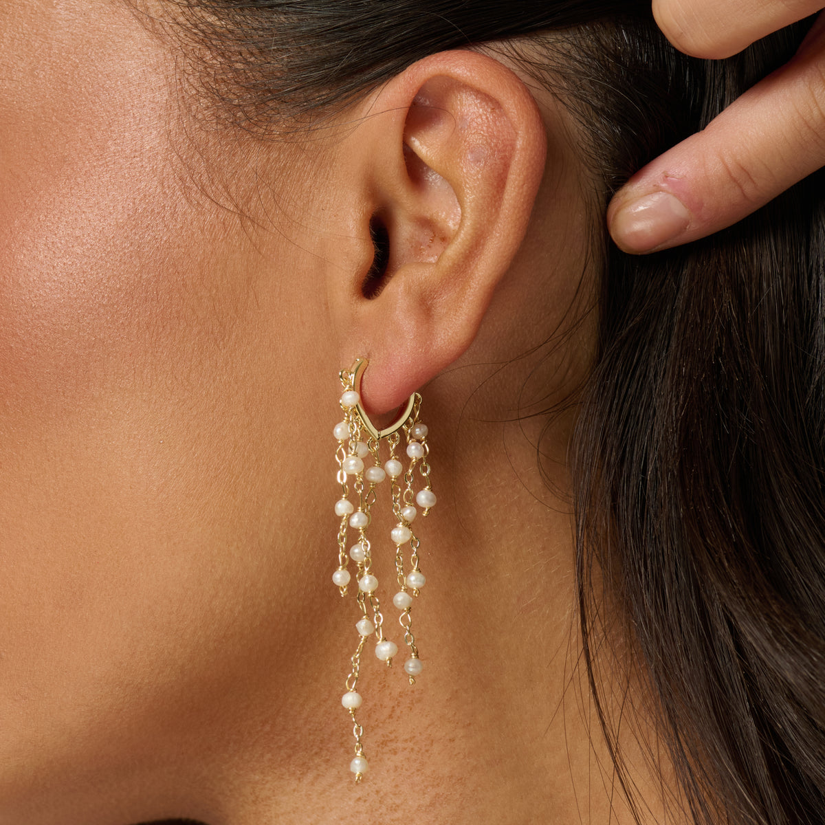 Sunlit Cascade Pearl Earrings