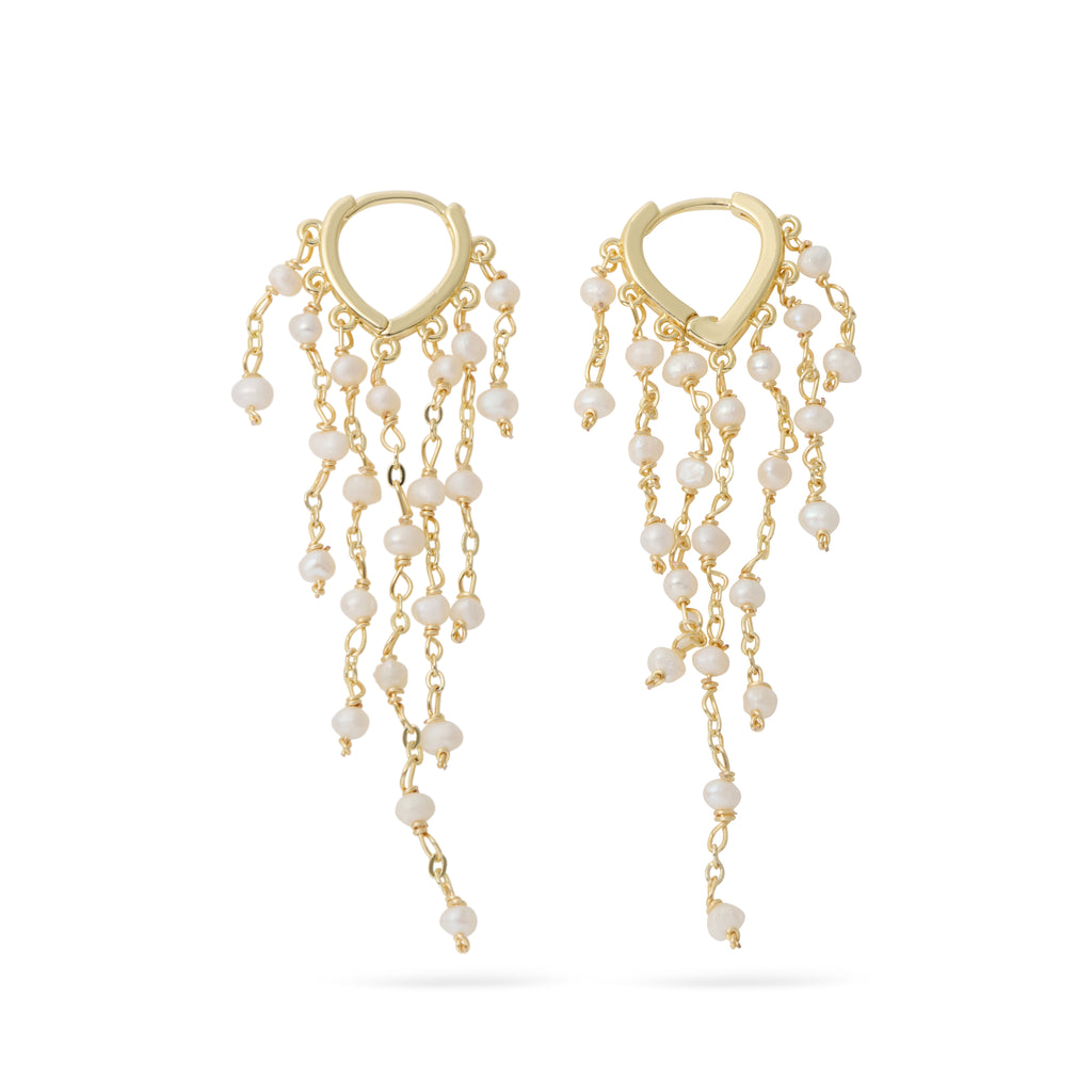 Sunlit Cascade Pearl Earrings
